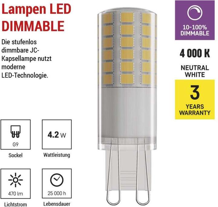 Actual product image Emos Classic LED lamp (G9, 4.20 W, 470 lm, 1 x, E)