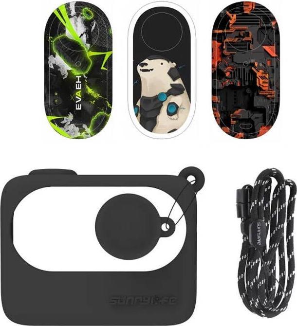 Actual product image Sunnylife Protective Case for Insta360 GO 3 Black with stickers (Go 3)