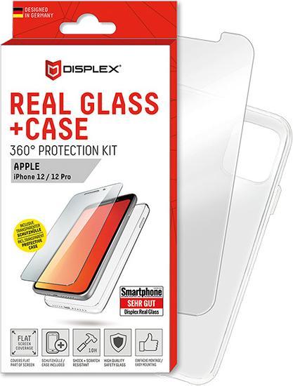Productafbeelding Displex Real Glass, 2D Panzerglas + Handyhülle (1 Stuk, Apple iPhone 12, Realme 12 Pro+)