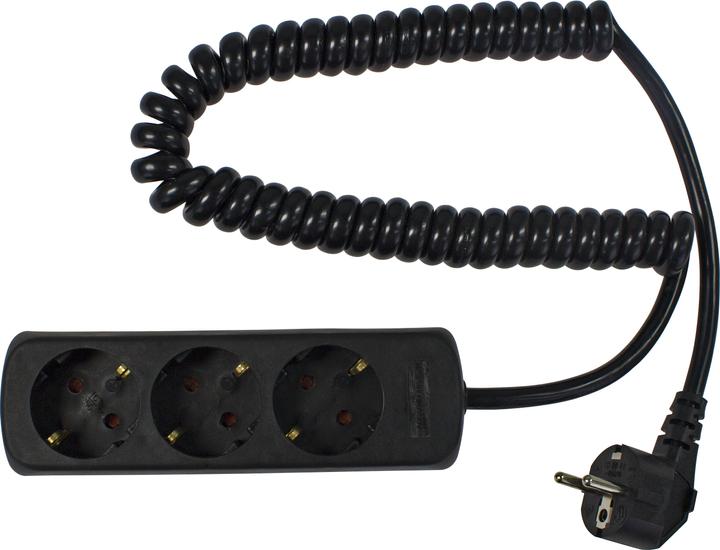 Image du produit As - Schwabe 11432 Prises multiples sans interrupteur noir avec contact de protection (3 x, CEE 7/3, 2.50 m)