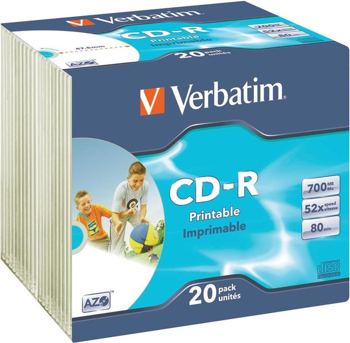Actual product image Verbatim CD-R 52x, 700MB, pack of 20, wide printable (20 x)