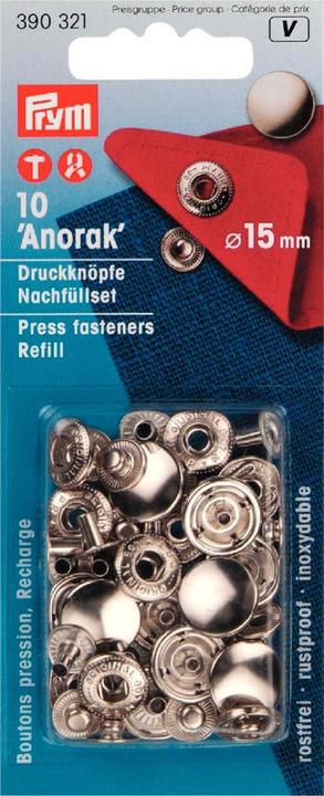 Immagine prodotto Prym Giacca a vento a pulsante, da ricaricare, argento 15 mm, tessera 10 pz.