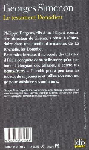 Produktbild Le testament Donadieu (Französisch, Georges Simenon, 1999)