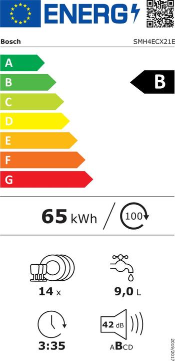 Energie-Label Bosch Hausgeräte SMH4ECX21E, Serie 4