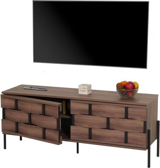 Produktbild Mendler TV-Rack HWC-M44, Staufächer, 3D-Flecht-Design Push-to-open Türen 120cm, braun (120 x 35 x 51 cm)