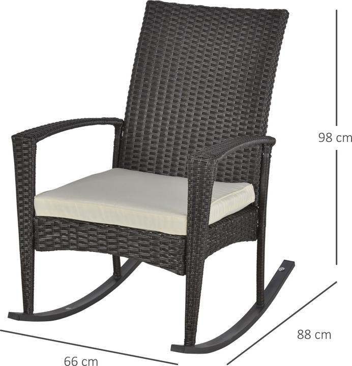 Produktbild Outsunny Polyrattan Schaukelstuhl mit Kissen