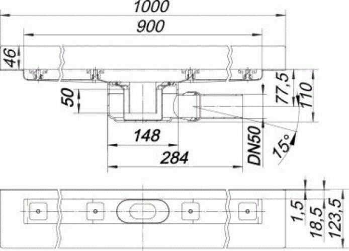 Produktbild Dallmer Duschrinne CeraLine W 900mm, 520159, DN 50 Bauhöhe 110mm (1250 mm)