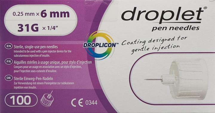 Immagine prodotto Droplet Aghi da penna 6 mm 100 pz (Aghi a penna + aghi monouso)