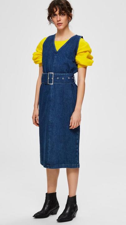 Image du produit Selected Femme Robe en denim avec ceinture à la taille (38)
