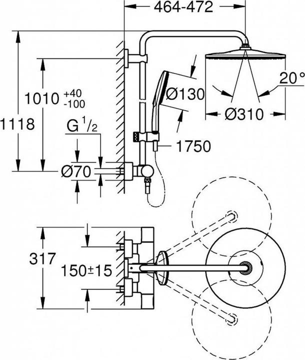 Produktbild Grohe Rainshower SmartActive 310 Duschsystem