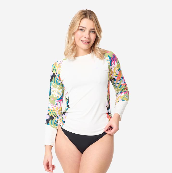 Image du produit Olaian T-shirt anti uv manches longues surf Femme - Kanika blanc et fleuri (L)