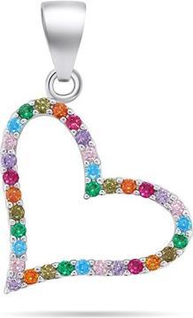 Produktbild Brilio Silver - Romantic pendant Heart with colored zircons PT126WRBW