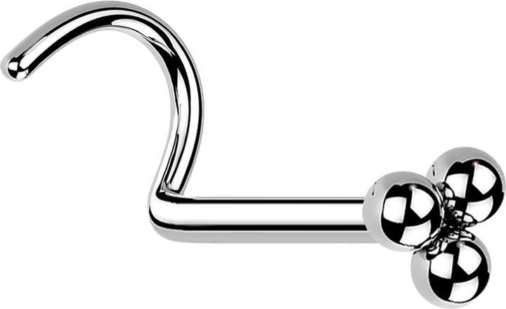 Produktbild Star Piercing Nasenstecker gebogen silber drei Kugeln (ohne Messing, Chirurgenstahl 316L)