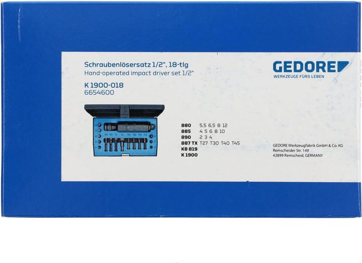 Image du produit Gedore Screw loosener set 1/2. 18 pcs.