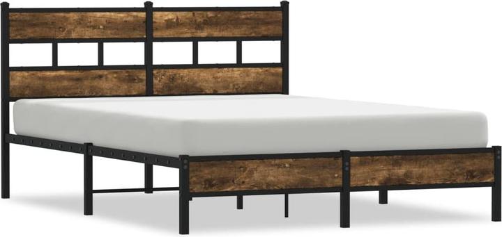 Actual product image VidaXL Bed frame headboard metal bed Bed double bed Sonoma oak 150x200cm (150 x 200 cm)