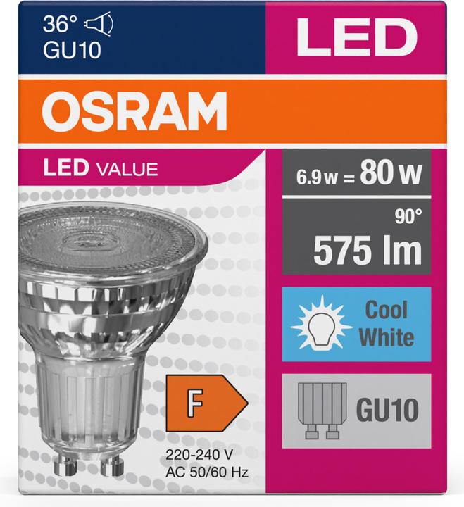 Actual product image Osram LED Spot Value (GU10, 6.90 W, 575 lm, 1 x, F)