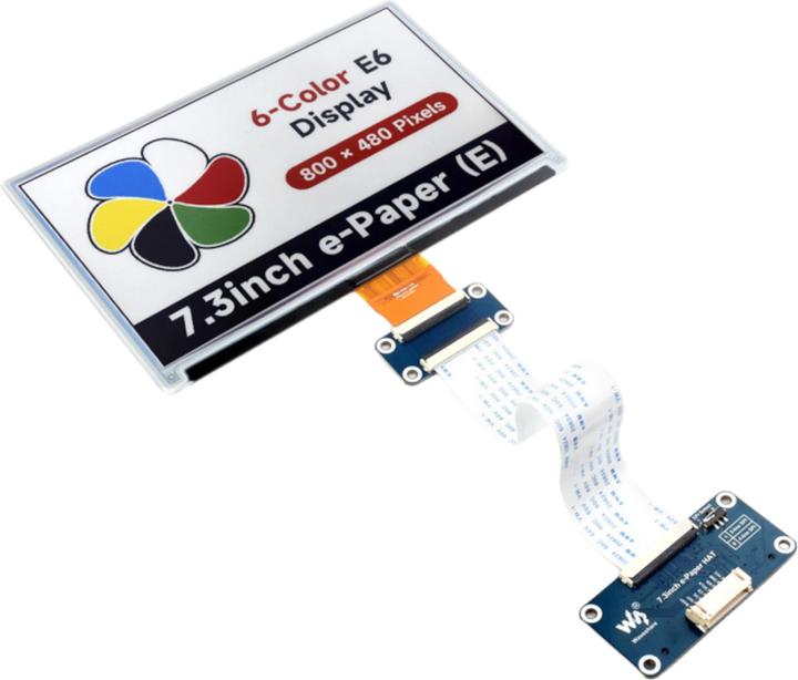 Immagine prodotto WaveShare Display e-ink a 6 colori 800x480 da 7,3 pollici HAT (E)