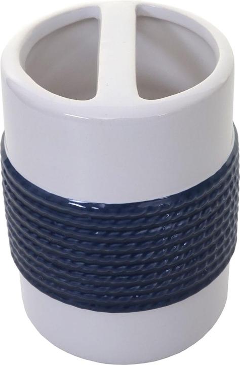 Actual product image Swisshandel24 5-piece bathroom set, WC set Bathroom accessories, ceramic - blue/white
