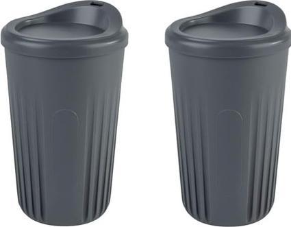 Produktbild APS Mehrwegbecher-Set TO GO, 0,4 Liter, anthrazit aus Polypropylen (PP), 100% recyclebar, spülmaschinen (1 x)