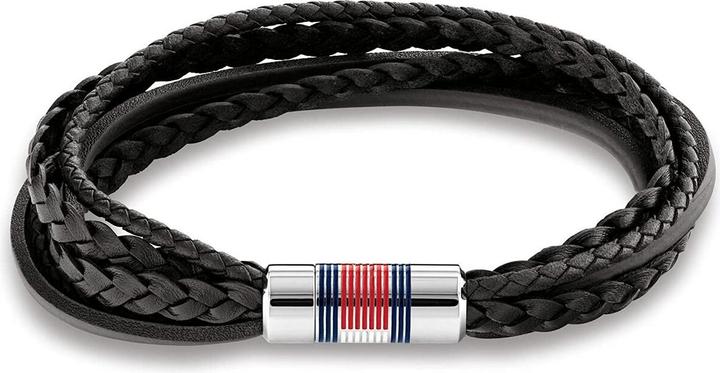 Tommy Hilfiger Luxusnà pánský náramek z Äerné kůže Multi Layer 2790426 (22 cm, Leder)