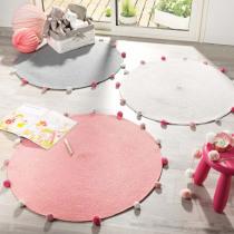 Produktbild Douceur D'intérieur Rundteppich + Pompons, grau, Durchmesser 90 cm, po (90 x 90 x 0.5 cm)