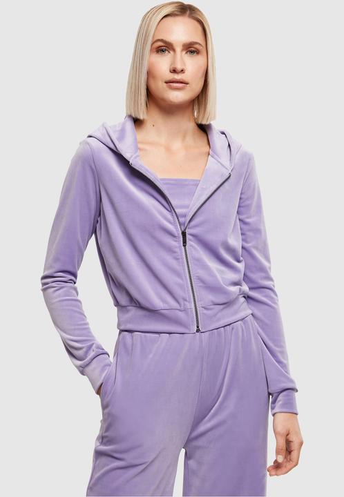 Actual product image Urban Classics Ladies Short Velvet Zip Hoody (XL)