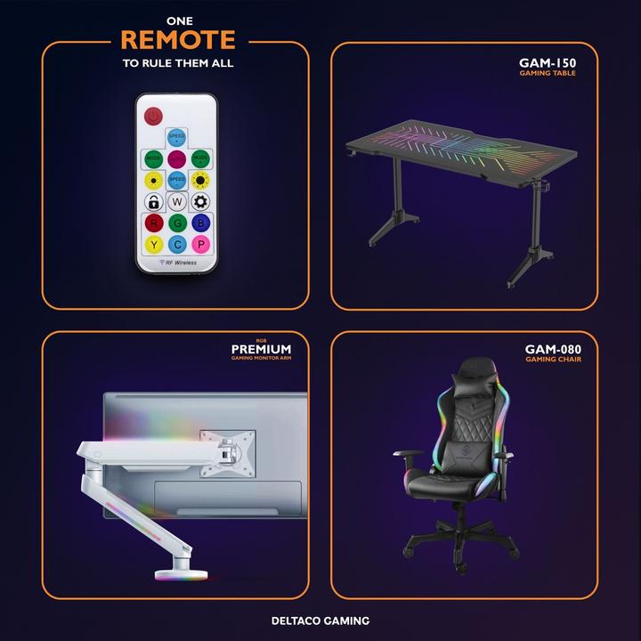 Actual product image Deltaco Gaming RGB - Single Arm Monitor Mounts (Table, 32")
