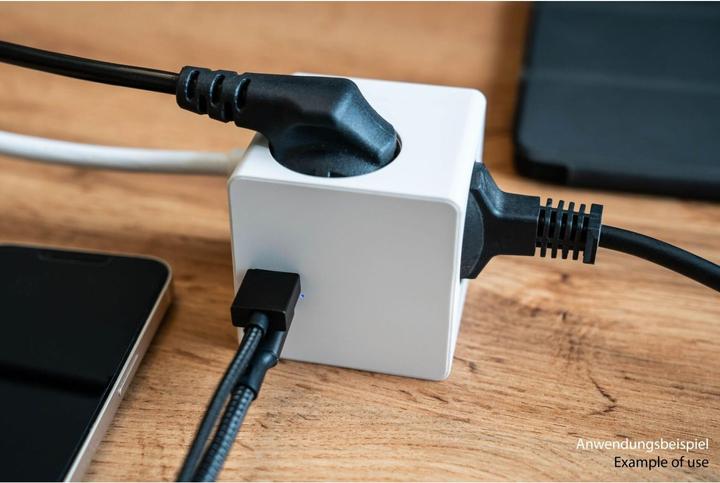 Actual product image Kabelmeister Socket cube 3-way USB-C USB-A, white, 2m (2 x, USB-A, USB-C, 2 m)