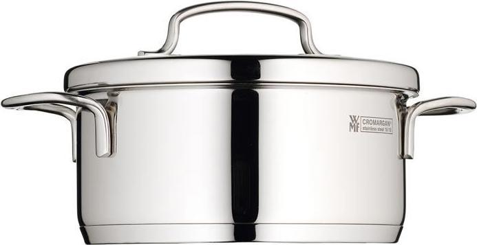 Produktbild WMF Kochtopf Bratentopf Induktion 14cm klein Metalldeckel 0,9l Mini Edelstahl (14 cm, Bräter + Schmortopf, Kochtopf, Edelstahl)
