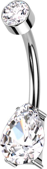 Immagine prodotto Star Piercing Filetto interno a banana argento Cilindro di cristallo argento Goccia di cristallo argento (senza ottone, Titanio G23)