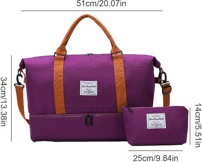 Only-Bags.Store 2tlg. Reisetaschenset mit Kulturbeutel, grosse Kapazität Crossbody Weekender Overnight Bag (55 l)