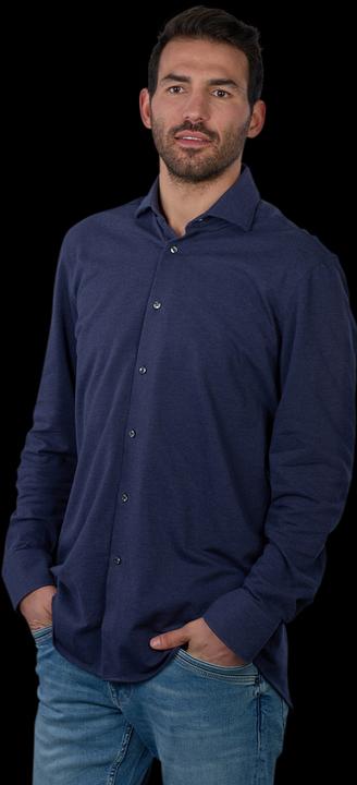 The Basics Hemd Modern Fit Hai bügelleicht uni blue