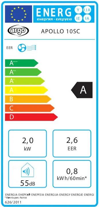 Energie-Label Argo Apollo 10 (34 m², 7000 BTU/h)