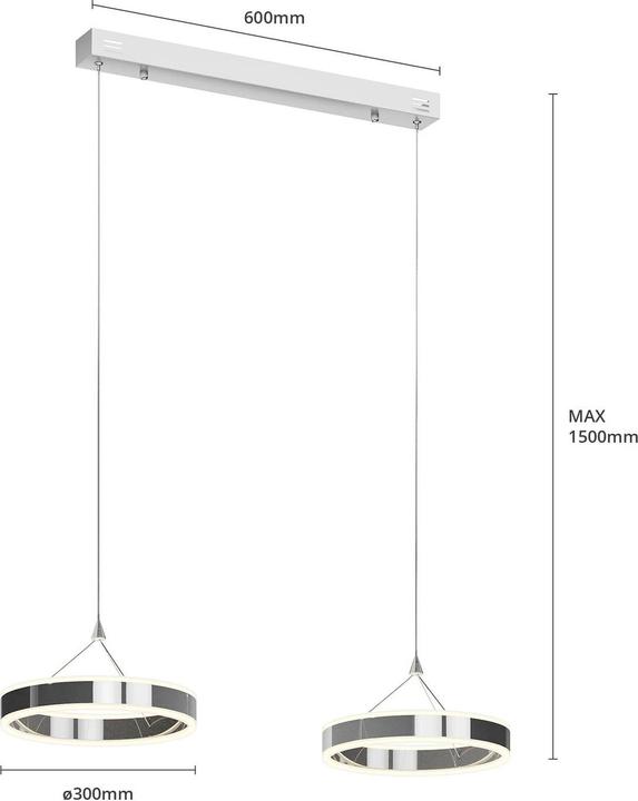 Image du produit Lucande Lyani Lampe à suspendre L85 Chrome/White (3200 lm)