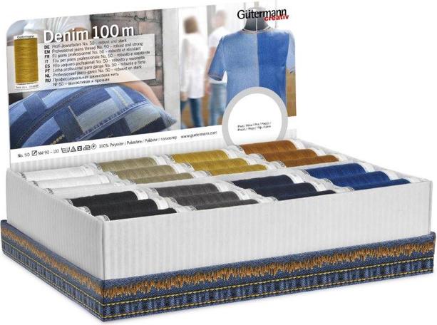 Produktbild Gütermann Gtermann N„hgarn Storage & Display Box "Denim", 48 Spulen
