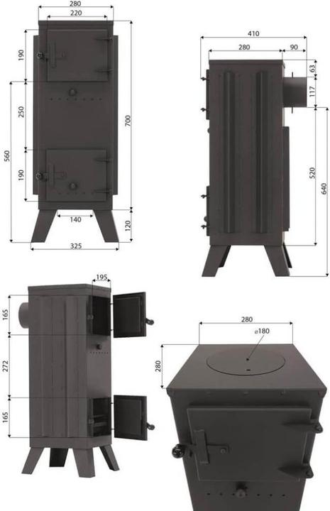 Image du produit Markone Magnus Poêle à bois avec briques réfractaires GT7PR noir Four pour atelier