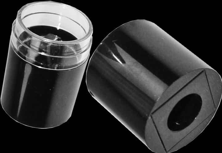 Actual product image Cosmetic pencil double sharpener, black/clear Ø 2.8 cm height 6 cm