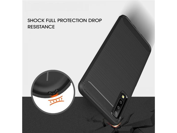 Produktbild Screenguard Samsung Galaxy A7 2018 Hülle Carbon Brushed Soft TPU (Samsung Galaxy A7 (2018))