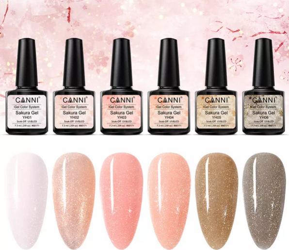 Produktbild Canni Gellack Sakura YH06 UV/LED (Grau-Braun Glitzer, UV-Gel Lack)