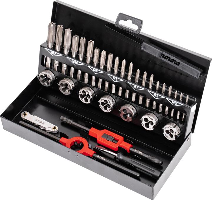 Actual product image Stier Thread cutting tool set / thread cutter set 32-piece M3-M12 HSS-G