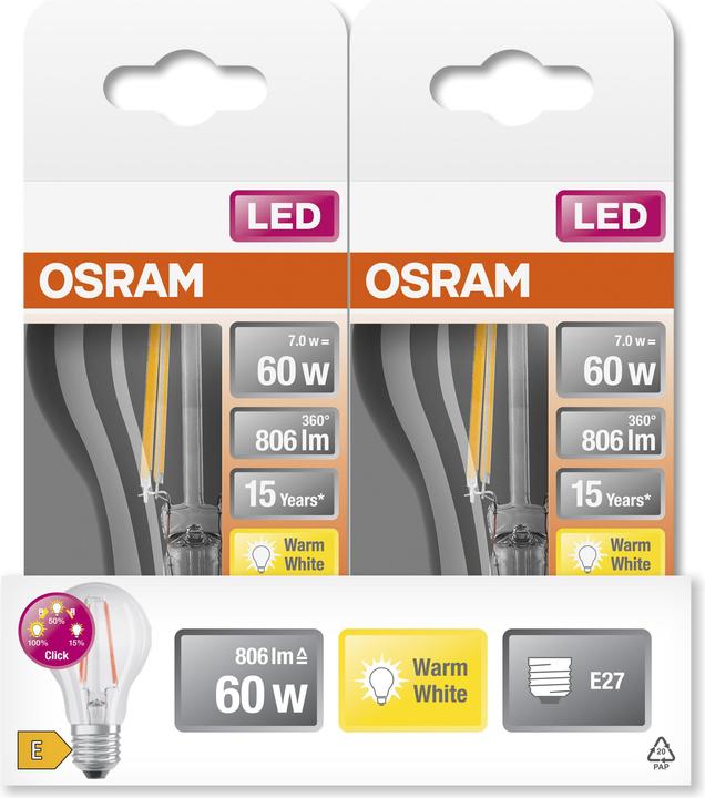 Produktbild Osram Led Three Step Dim Classic A (E27, 6.50 W, 806 lm, 1 x, E)