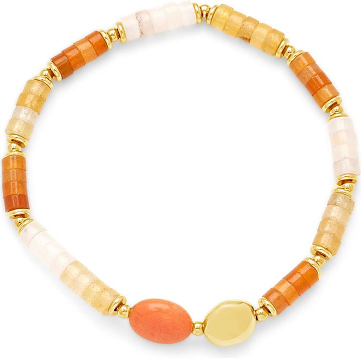Leyda Armband Edelstein mit Edelstahl (18 cm, Stein, Edelstahl Gelb Vergoldet 18K)