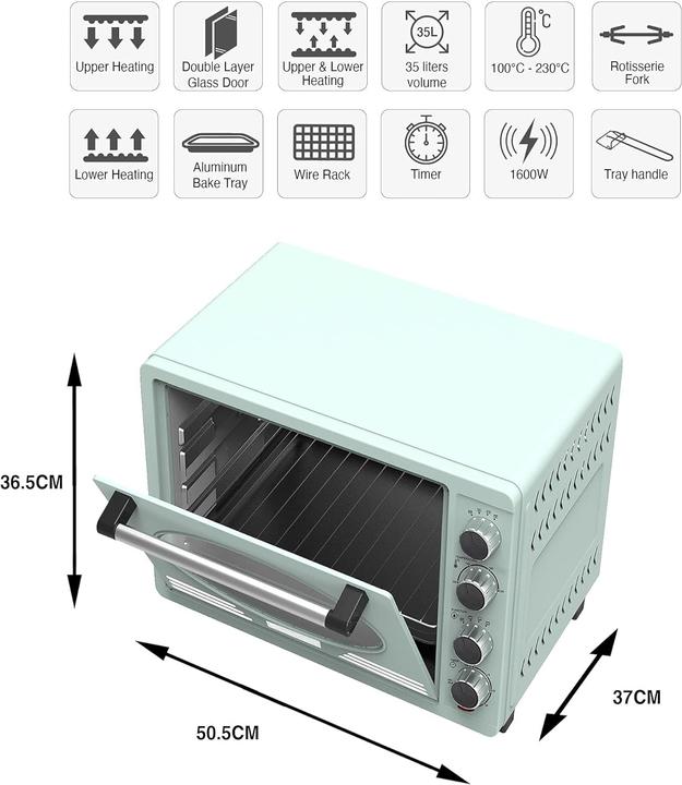 TurboTronic By Z-Line Retro Minibackofen mit Umluft Turquoise