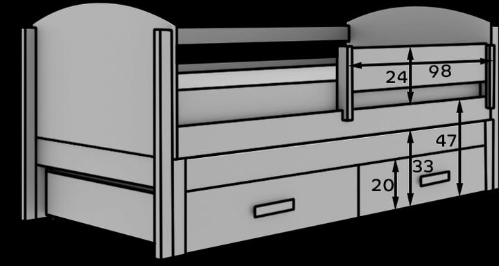 Image du produit ADRK Furniture Kinder-Doppelbett Olen 180x80 mit Matratze (180 x 80 cm)