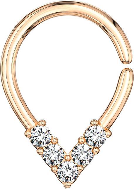 Star Piercing Micro Piercing Ring rosegold spitzig mit Kristallen (Messing)