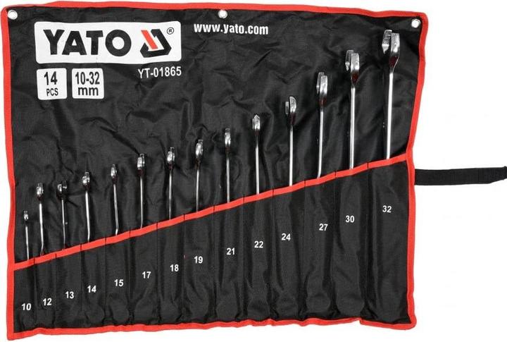 Immagine prodotto Yato YT-01865 Set di chiavi combinate, 14 pezzi, misure 1-32 mm (32 mm, 19 mm, 12 mm, 24 mm, 14 mm, 22 mm, 10 mm, 21 mm, 18 mm, 27 mm, 17 mm, 15 mm, 30 mm, 13 mm)
