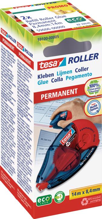 Image du produit tesa ecoLogo Roller de recharge de colle PERMANENT GLUE, pack de 2