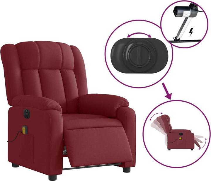 Produktbild VidaXL Massagesessel Elektrisch Sessel Fernsehsessel Relaxsessel Weinrot Stoff