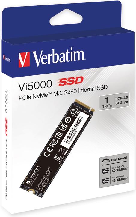 Immagine prodotto Verbatim Vi5000 M.2 SSD 1TB PCIe4 NVMe 31826 (1000 GB, M.2 2280)