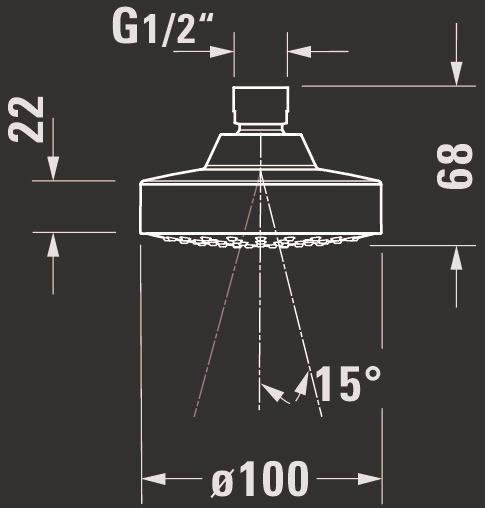 Produktbild Duravit Kopfbrause 1 jet, 100 chrom (1 Strahlarten, 19 l/min)